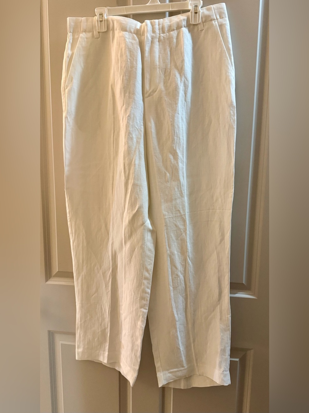 Madewell White Linen-Blend Straight Trousers